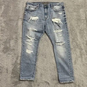 American Eagle Jeans Mens Size 36x30 Slim Straight Leg Denim Blue Light Wash - Picture 1 of 7