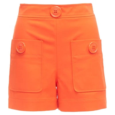 Pantalones Cortos Moschino De Gran Tamaño Botones Cintura Alta Pierna Ancha Mujer Naranja Talla 34 Foto 1 de 4