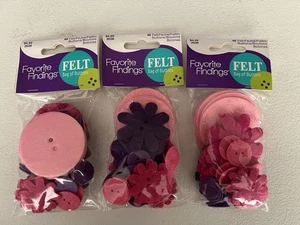 Pink/Purple Felt Buttons x 48 Pieces 2-Hole Flowers Round Crafts Sewing BnB Lot - Picture 1 of 3