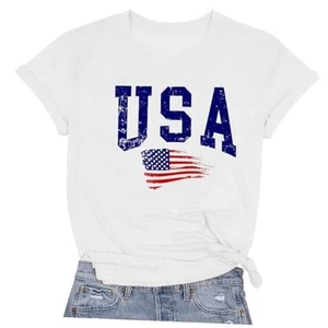 4th of July Shirt for Women American Flag Shirts Memorial Day X-Large White - Picture 1 of 7