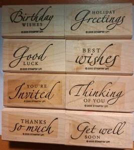 Stampin Up "Sincere Salutaions" 2005 Set of 8 stamps - Picture 1 of 4
