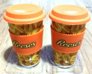 2 Reese's Ceramic Travel Mugs with Silicone Band & Lid Brand New 12 oz each - Imagen 1 de 1