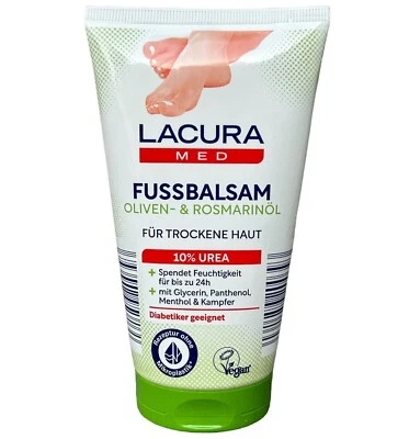 LACURA Med - Fußbalsam mit Oliven & Rosmarinöl, 10 % UREA, für Fusspflege, 150ml