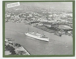 LUXURY LURLINE LINER AT HONOLULU HARBOR 1935 PHOTO ON 8x10 INCH MAT  - Picture 1 of 1