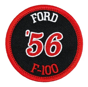 1956 Ford F-100 gestickter Patch schwarz/rot Bügelbild Aufnähen Mütze Rucksack Jacke - Bild 1 von 2