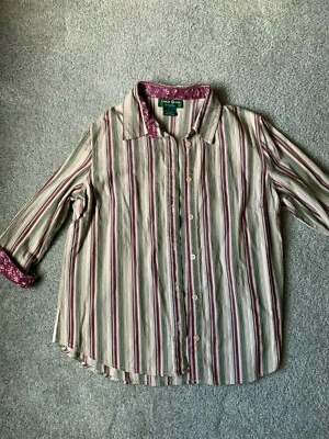 Blusa a rayas vintage Lemon Grass Studio camisa TOP, L, 100 % algodón,  Foto 1 de 4