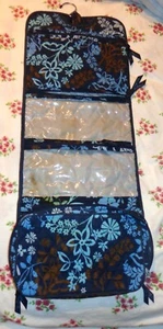Vera Bradley JAVA BLUE & BROWN Hanging Floral Cosmetic Makeup Travel Organizer - Picture 1 of 14