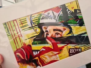 Ayrton Senna Portrait F1 Racing motorsport Mounted Picture Print Wall Art A4 - Picture 1 of 3