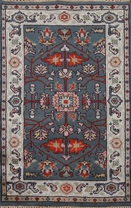 Wool Rug 3x5 ft.Gray Floral Heriz Serapi Oriental Handmade Entryway Accent Rug - Picture 1 of 12