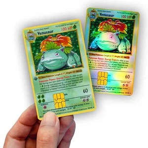 Juego base Venusaur revestimiento de tarjeta de crédito - cubierta adhesiva calcomanía de vinilo brillante - Imagen 1 de 10