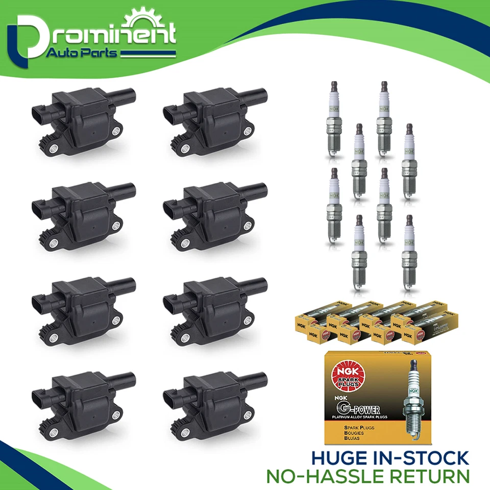 8 Ignition Coil & NGK Platinum Spark Plug for Chevrolet Avalanche 2007-2013 5.3L - Image 1 of 4