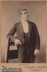 Jim Corbett Original 1890er Kabinettkarte von WM Morrison Haymarket Theatre Chicago - Bild 1 von 1