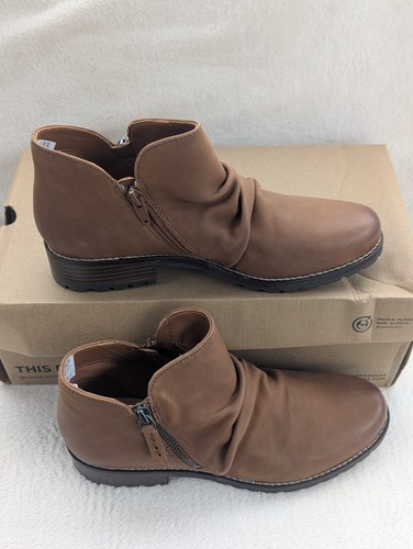 Stivaletti donna Clarks Clarkewell con zip in pelle marrone scuro taglia 9 5