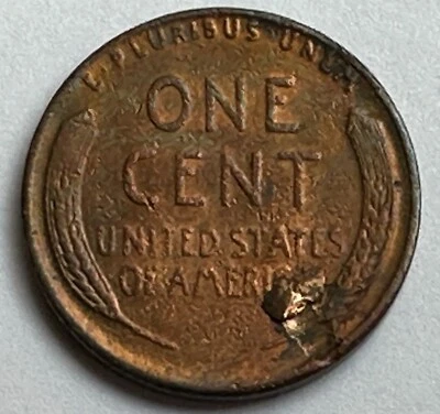 1944-D  LINCOLN WHEAT CENT - TONED VF+ W/REV RETAINED PLANCHET PEEL - FREE SHIP! - Image 1 of 4