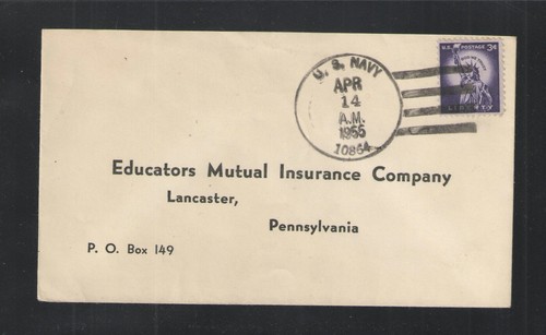 1955 US NAVY 10864 CANCEL + EDUCATORS MUTUAL INSURANCE CO ADVERTISING ...
