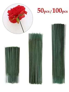 50 100 Stck. Grün Künstliche Blumenstiele Blumendraht Zum Selbermachen Handwerk Und Dekorieren - Bild 1 von 7
