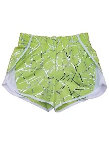 Girls Neon Lime Green & Silver Shimmer Patterned Athletic Shorts - Picture 1 of 1