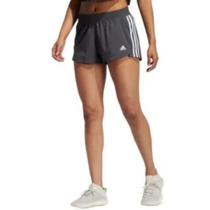 Adidas Pacer 3 Stripe Short Women's L Grey Six/White Elastic Waist Pull On - Picture 1 of 16