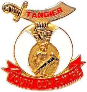 Prendedor de solapa Masónico Temple Shriners Tánger "Juventud Nuestro Futuro" - Imagen 1 de 2