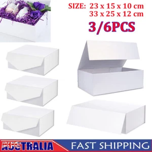 Large White Premium Gift Boxes Magnetic Closure Box 3/6pcs Hamper Lid Hard Box - Picture 1 of 9