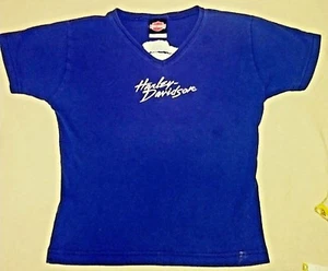 Harley Davidson Women's S/S Navy Blue V-Neck T-shirt Top Size Small - Bild 1 von 5