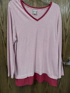 “Chico’s” Top Size 2 - US Size L Pink & White Stripped  - Picture 1 of 11