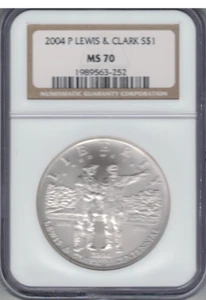 2004 P LEWIS AND CLARK $1 COMMEMORATIVE MS70 GRADED BY NGC - Picture 1 of 2