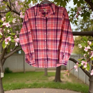 Women's LL Bean Plaid Button 100% Cotton Long Sleeve Shirt Sz M - Picture 1 of 8