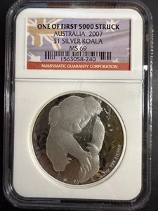 Australia 2007 1 oz. .999 Silver Koala $1 - NGC MS 69 First 5000 Struck A B50140 - Picture 1 of 2