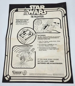 Vintage 1977 Kenner Star Wars TIE Fighter foglio istruzioni ORIGINALE - ottime condizioni - no repro - Foto 1 di 6
