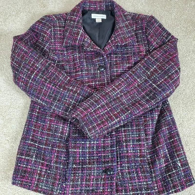 Christopher & Banks Mujer Elegante Chaqueta Forrada Multicolor Bolsillos Botones Talla M Foto 1 de 4