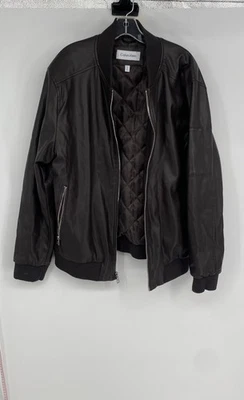 Calvin Klein Mens Brown Long Sleeve Band Collar Full-Zip Bomber Jacket Size L - Image 1 of 4