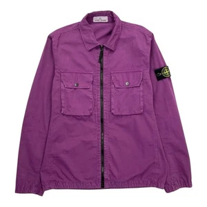 Stone Island Overshirt Purple Cotton Zip Jacket Garment Dyed Size Medium M - Picture 1 of 10