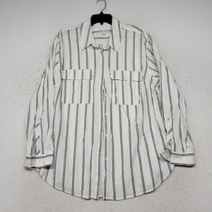 Ava Viv Shirt Womens XXL White Striped Top Blouse Button Up 2XL Office - Picture 1 of 9