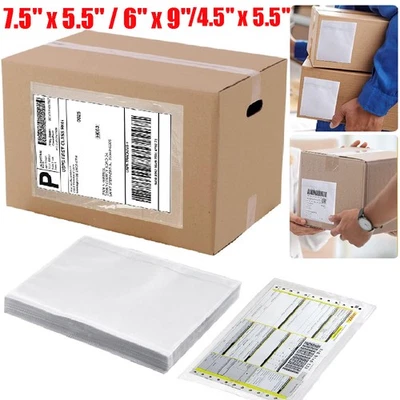 50-1000 Packing List Envelopes 4.5x5.5 7.5x5.5 6x9 Clear Self Seal Label Pouches - Image 1 of 4