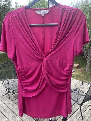 TRINA TURK FUCSIA TWIST-FRONT TOP TALLA L - CALIFORNIA CHIC GLAM USADO EN EXCELENTE ESTADO! Foto 1 de 4