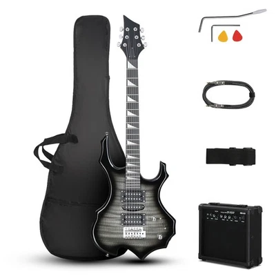 Ktaxon Flame Shaped 39in Electric Guitar HSH Pickups suit for Beginner,20W AMP - Image 1 of 4