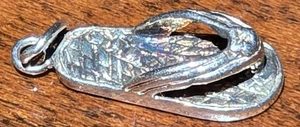 ⅔" Flip Flop Necklace Pendent Silver Tone Color Bling Beach Sandal Charm - Picture 1 of 5