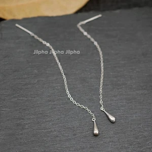 Sterling Silber Einfädler zierliche Träne Ohr Faden Linie Ohrringe A4461-Silber - Bild 1 von 6