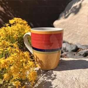 Royal Norfolk Red And Yellow Mambo Coffee Mug Color Block Stoneware Cup Heavy - Picture 1 of 10