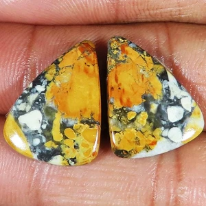 26.95 Cts Natural Maligano Jasper Pair Gemstone Fancy Cabochon 16x22x3 mm Gti-64 - Picture 1 of 6