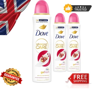 Dove Go Fresh Pomegranate Deodorant Spray 150ml β 72h Anti-Perspirant 1/2/3x - Picture 1 of 9