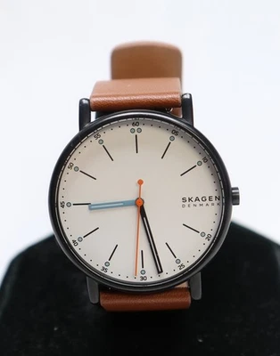 Skagen SKW6374 Men's Signatur Black Stainless Brown Leather Watch $135 READ AD! - Image 1 of 4