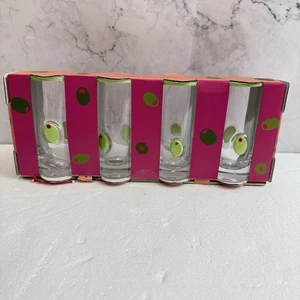 NEW Anthropologie Icon Green Olive SHOT GLASSES Margarita Green Viral SET OF 4 - Picture 1 of 5