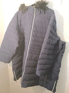 Nuage Women's Navy/Dark Blue Puffer Coat Detachable Hood New Size 5X - Picture 1 of 11