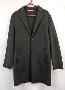 Zara sz S Coat synthetic wool comfort fit army green 2 buttons pockets 1606 - Picture 1 of 6