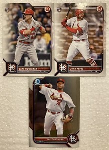 2022 Bowman Chrome Malcom Nunez + Bowman Lars Nootbar + Juan Yepez Cardinals