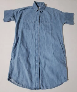Madewell Jeanshemdkleid XS Knopfleiste blau Taschen Baumwolle Leinen kurz Oversize - Bild 1 von 6