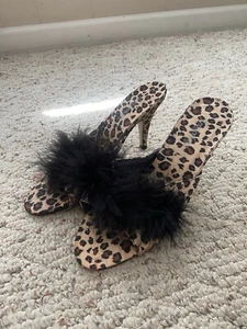 Vintage Frederick’s Of Hollywood Marabou Feathered Heels Shoes Size 5 - Picture 1 of 5
