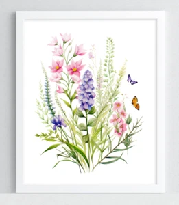 Floral Wall Art Print, Wildflowers Wall Art Decor, Botanical Home Decor #525 - Picture 1 of 2